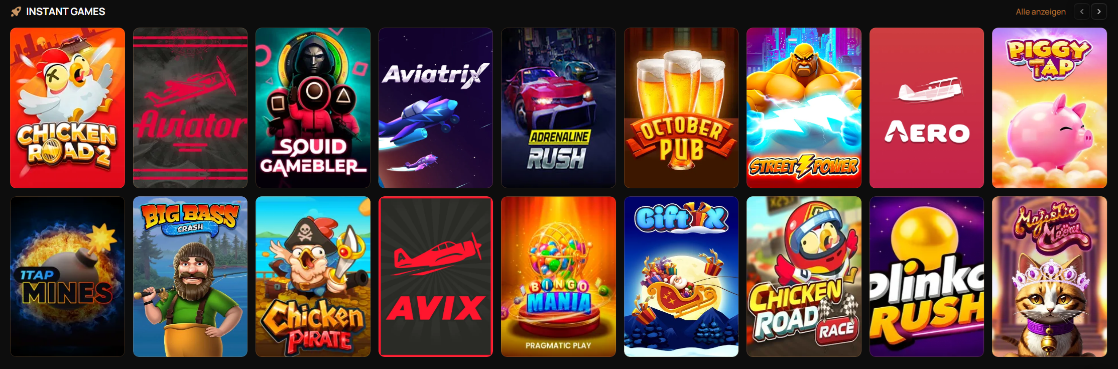 Spieleangebot im Alvynn Casino